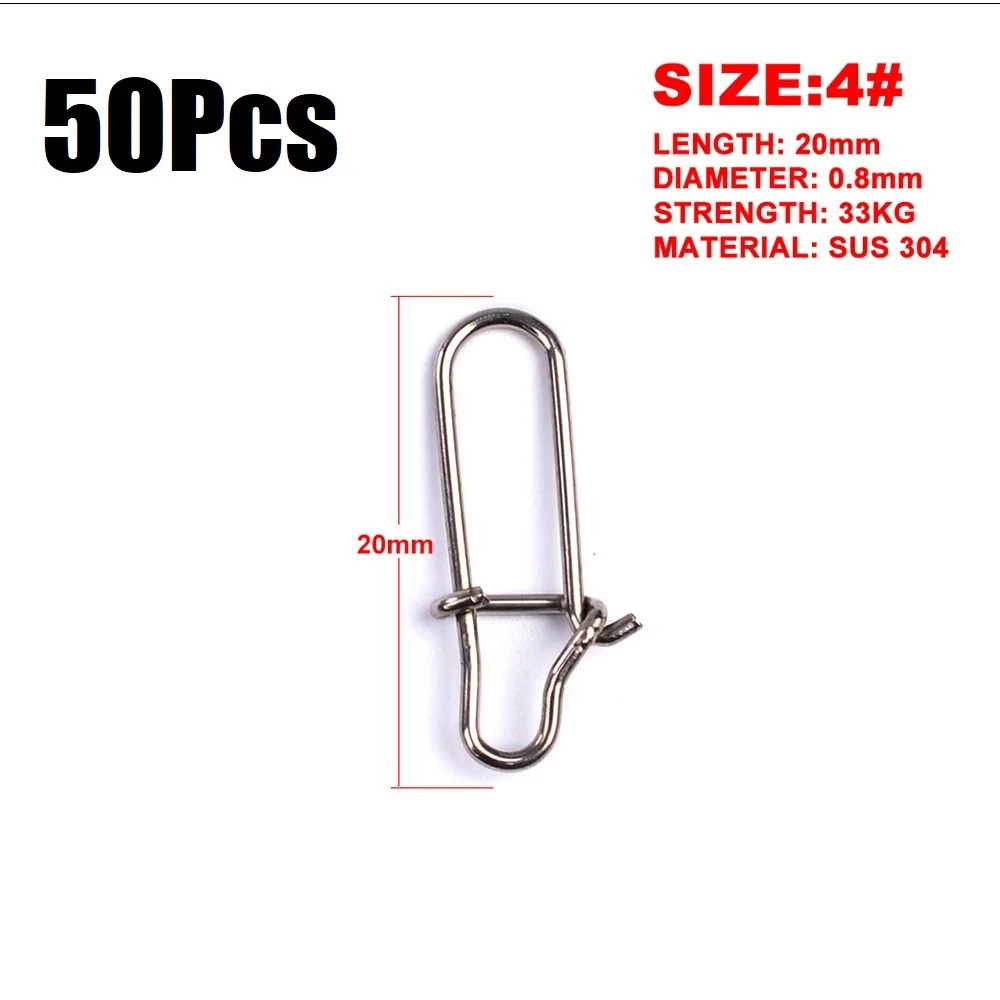 4 - 50pcs 50 шт./пакет Нержавеющая сталь быстрая защелка Замковая оснастки вращающиеся твердые кольца безопасности защелки для рыбалки разъем крюк PESCA жидкость для снятия шарнирного соединения - Цвет: 4 - 50pcs