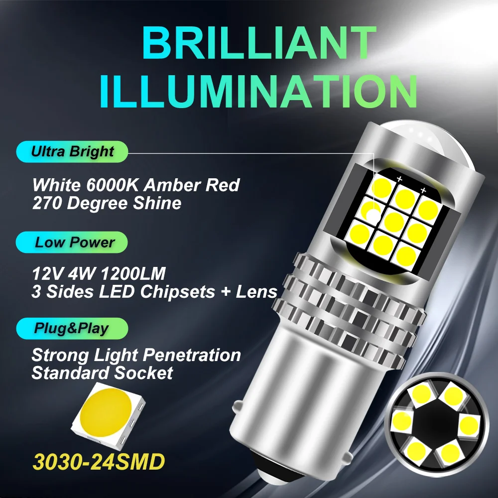 2X P21W led 1156 T20 W21/5W 7443 P21/5W 1200LM W21W автомобильная лампа ...