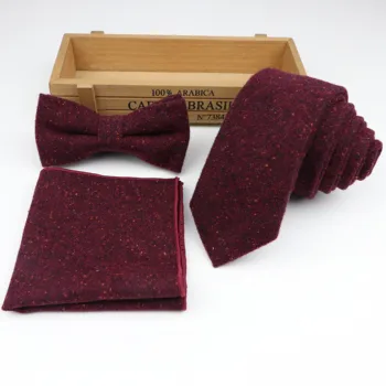 

Polyester Wool Neck Tie Set For Men Slim Tie Necktie Strip Tartan Bow Tie Hankerchief Set Papillon Wedding Cravat Corbatas