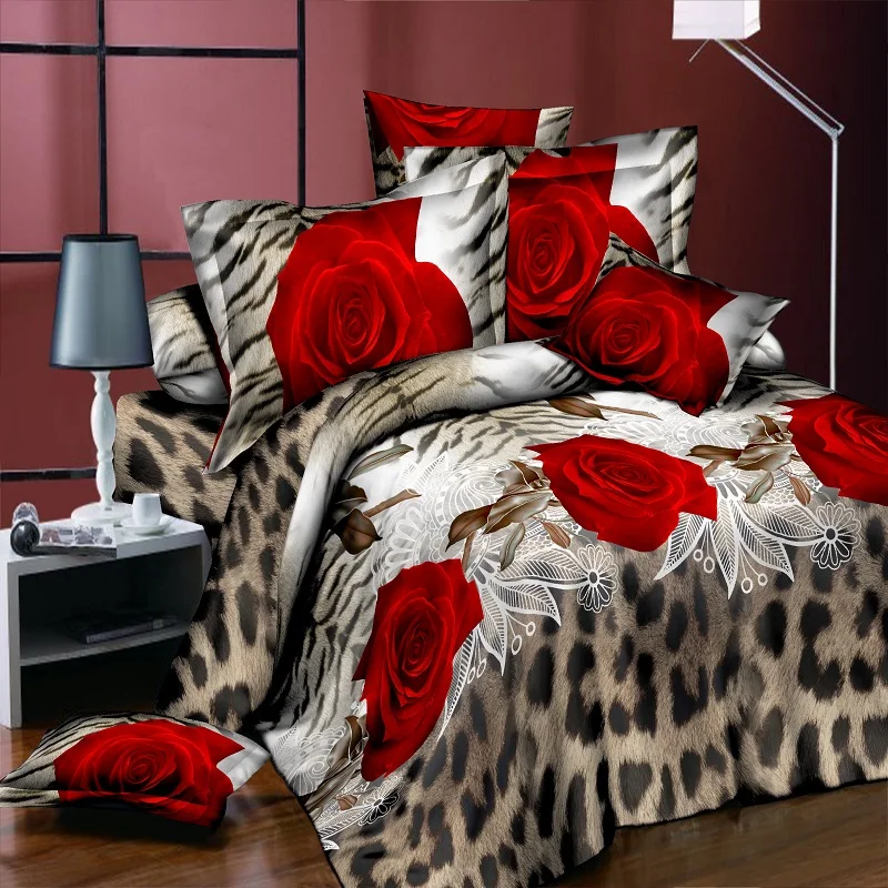 4 Pieces 3D Floral Duvet Cover Bedding Set Flower Bed Linens Double Bed Sheet Comforter Summer Quilt King Size Home Bedspread F 4 Pieces 3D Floral Duvet Cover Bedding Set Flower Bed Linens Double Bed Sheet Comforter Summer Quilt King Size Home Bedspread F