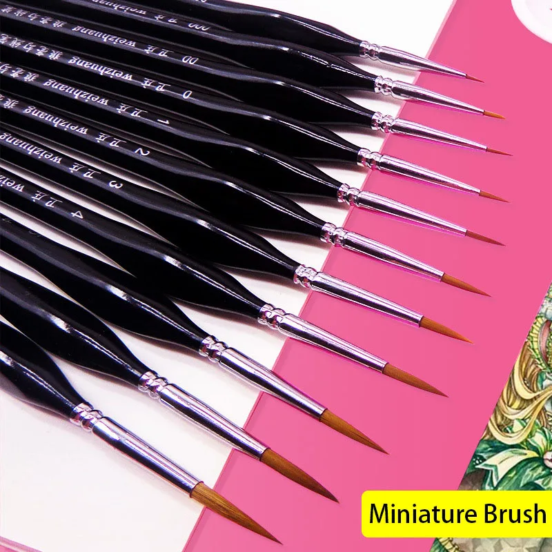 1pc Black Miniature Paint Brush Detail Artist Brush with Wood Handle Hook Line Brush for Detail Art Paintbrush Art Nail Drawing 9pc set paint brushes weasel hair brush pen miniature hook line pen for detail art painting brush art nail drawing art supplies