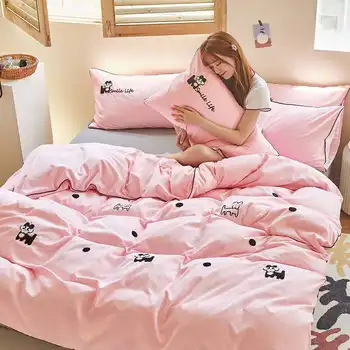 

Towel embroidery cute bedding set luxury solid bed linen for home duvet cover pillowcase bed sheets sets single king size