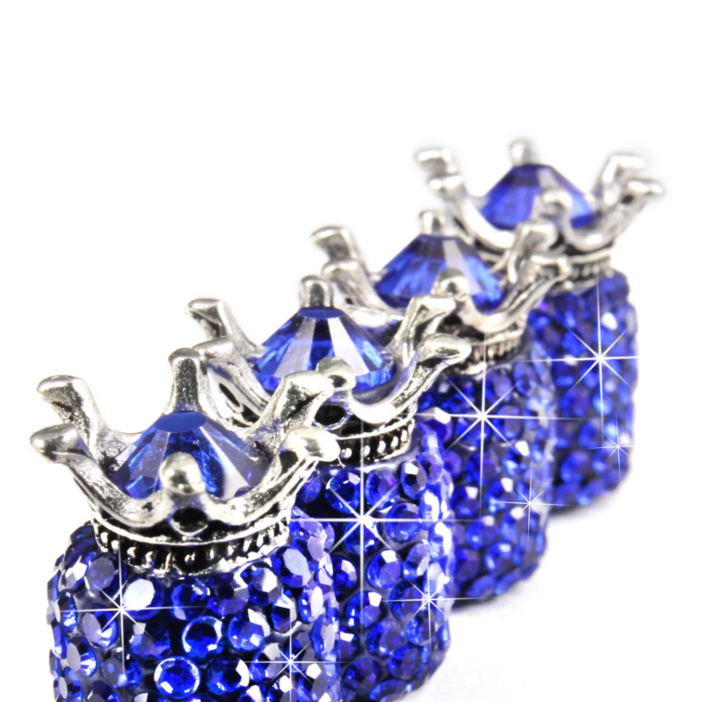 Bouchons Valve Pneu Cristal - Lot De 4 - Bleu Brillant - Universel Voiture, Moto, Vélo - Anti-poussière