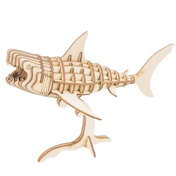 

16.5*9.9*11.3cm ROBOTIME 3D Assembly Puzzles DIY Steam Stem Toy For Kids Shark Painting Wooden Puzzle Birthdaty Gifts 2020 New