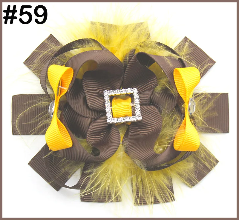 120 шт, 4,5 дюйма, бант для волос с перьями, стразы, заколки для волос, популярный бант для волос, аксессуары для волос для маленьких девочек