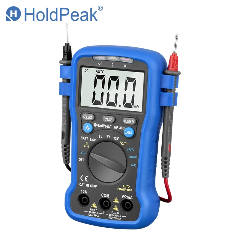 

HoldPeak HP-39B Handheld Digital Multimeter AC DC Ammeter Voltmeter Tester Meter Digital Multimetro Ammeter Multitester