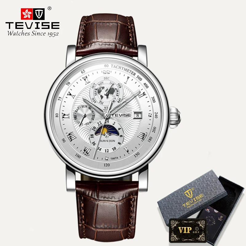 2021 New TEVISE WristWatch Men Business Automatic Mechanical Watch Fashion Luxury Tourbillon Sport Men Watches Relogio Masculino 