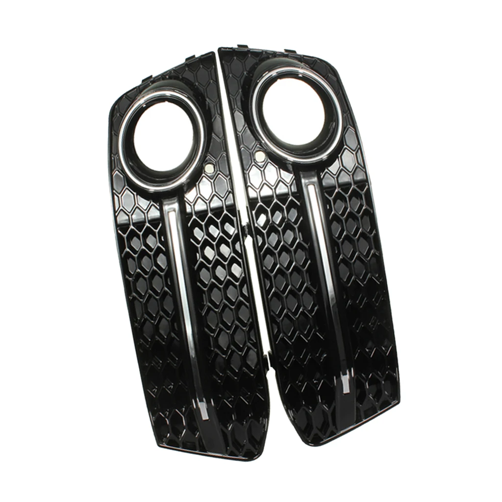 Grill Black Front Fog Light Lamp Covers Trim Guard for Audi A4 B8 09-11