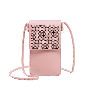 

Women wallets for mobile phone clutch bag Touch screen phone mini bag PU hollowed-out shoulder bag crossbody bag mini purses