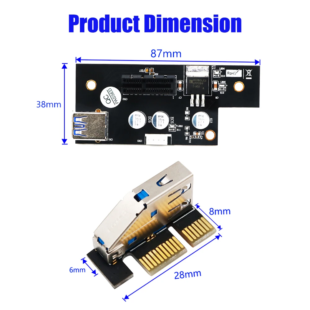 QINDIAN добавить на карты PCIE X1 удлинитель PCIE Riser USB 3,0 PCI-E Riser PCI Express Riser Card кабель для сетевой карты видеокарта