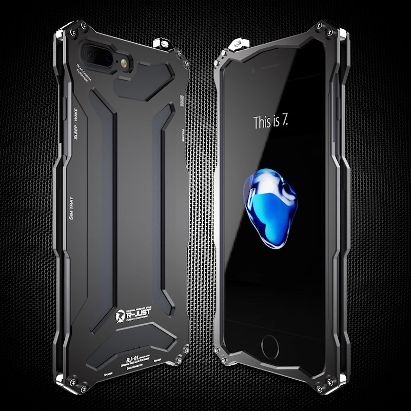 JSKEI Gundam чехол для iPhone 7 роскошный антидетонационный Gorilla glass металлический алюминиевый чехол для телефона с ремешком