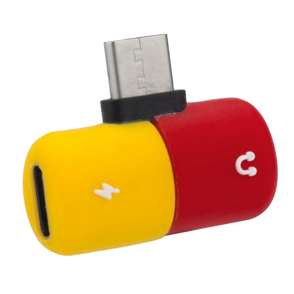 3 Pieces Capsule 2 In 1 USB C Headphone Audio & Charger Adapter Splitter