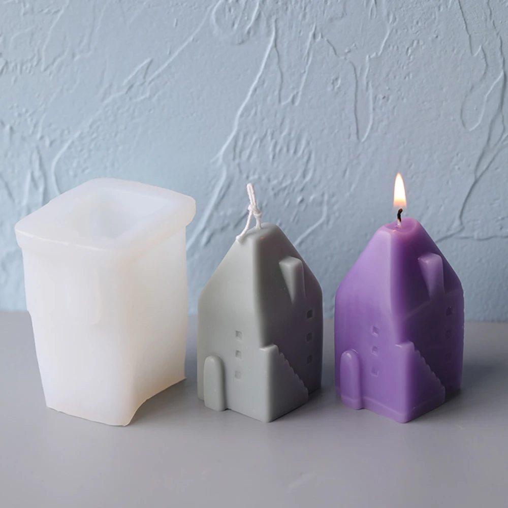 

Small House Candle Mould Creative Scented Candle Handmade DIY Soy Wax Beeswax Homemade Candle Material Silicone Mould