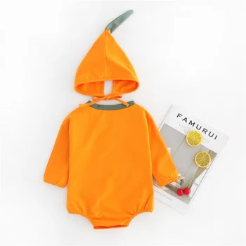 

Sbaby Autumn Baby Girl Cotton Infant Long Sleeve Halloween Pumpkin Design Bodysuit+Hat born Romper Set