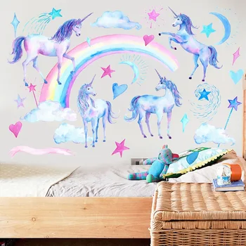 

Unicorn Wall Sticker Bedroom Living Room Children's Room Environmental Removable Decorative Stickers