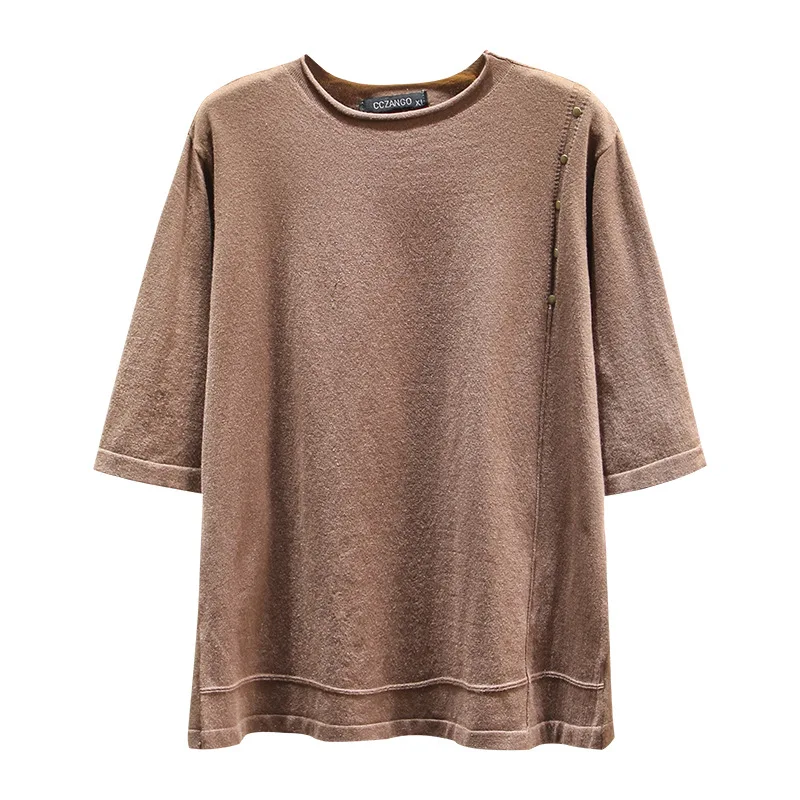 Half Sleeve Knitwear Women 2020 Spring O-neck Loose Tops Female Casual simple Pullover Plus Size undershirt F11-1895 | Женская одежда