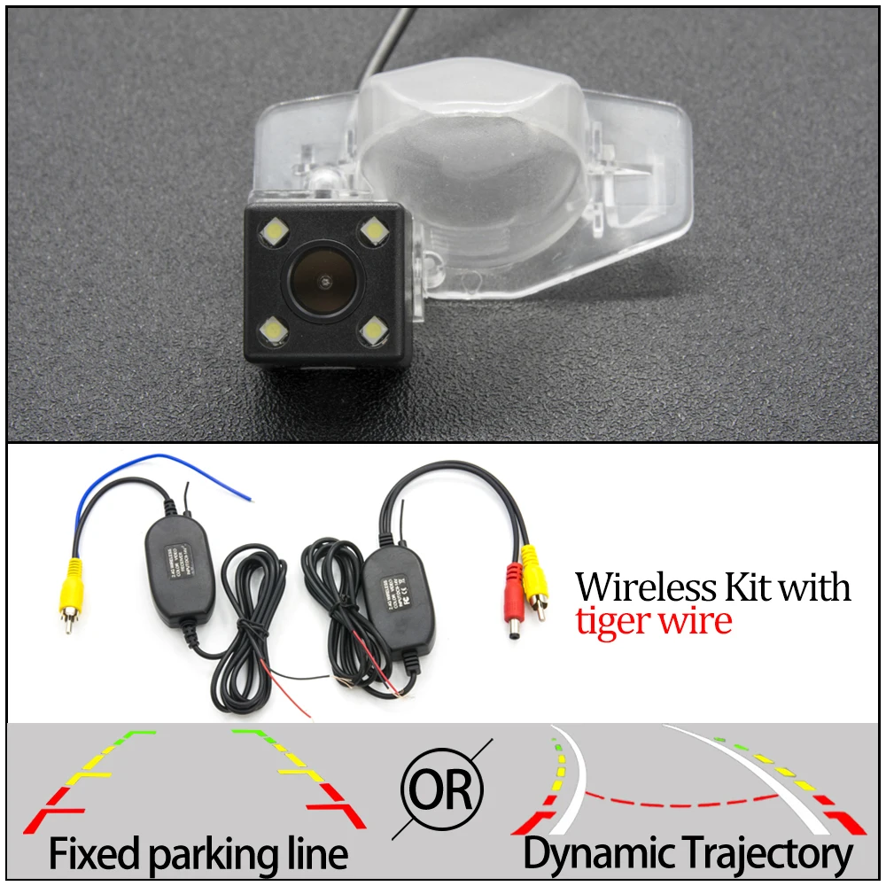 Фиксированная или динамическая траектория Автомобильная камера заднего вида для Honda Fit CRV Fit jazz Odyssey Accord Crosstour принадлежности для парковки автомобиля - Название цвета: 4LED N Wireless