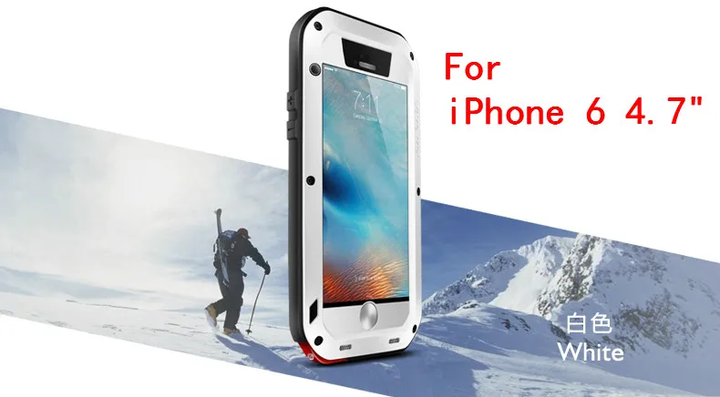 Love Mei мощный противоударный алюминиевый чехол для Apple iPhone 6 6S 4,7/6 Plus/6 S Plus 5,5 сверхмощное закаленное стекло Gorilla - Цвет: For iPhone 6 White