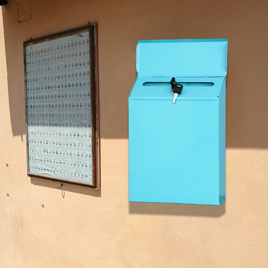 Wall Mounted Mailbox Art Lockable Mailbox Wall Mounted Deposit Suggestion Drop Box Durable Envelopes Paperwork Postbox House Room Rural Decor