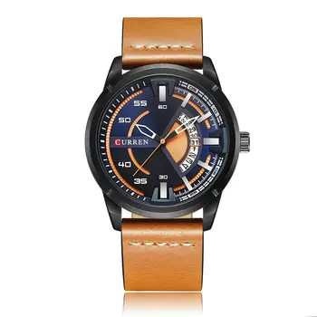 

HobbyLane Men Business Quartz Watch Date Display Stylish Hollow Dial Leather Strap Male Wristwatch