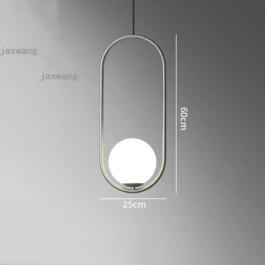 Современный Овальный стеклянный светодиодный подвесной светильник, скандинавские круглые шаровые люстры, промышленные Ретро подвесные барные лампы, свет, фиксированная столовая - Цвет корпуса: D sliver D25cm