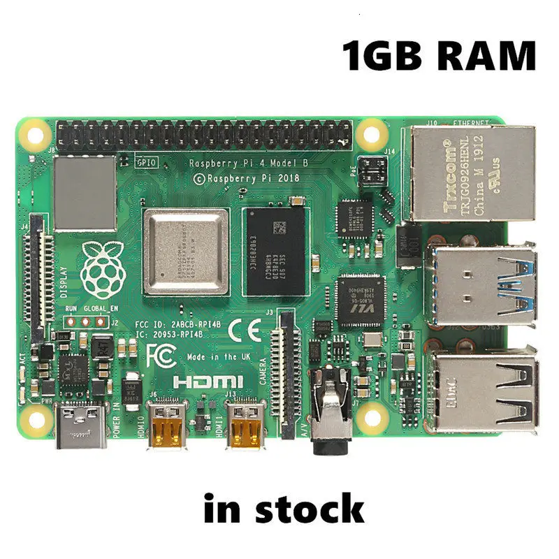 1GB Raspberry Pi 4 Model B с 1/2/4GB Ram Bcm2711 4 ядра Cortex-a72 Arm V8 1,5 ГГц Поддержка 2,4/5,0 ГГц Wi-Fi Bluetooth 5,0 - Комплект: 1GB