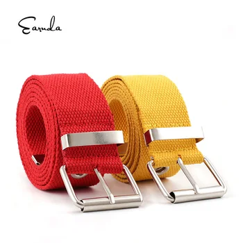 

Earnda New Canvas Men's and Women's Belts Wild Pin Buckle Hollow Eye Personality Fashion Decorative Belt