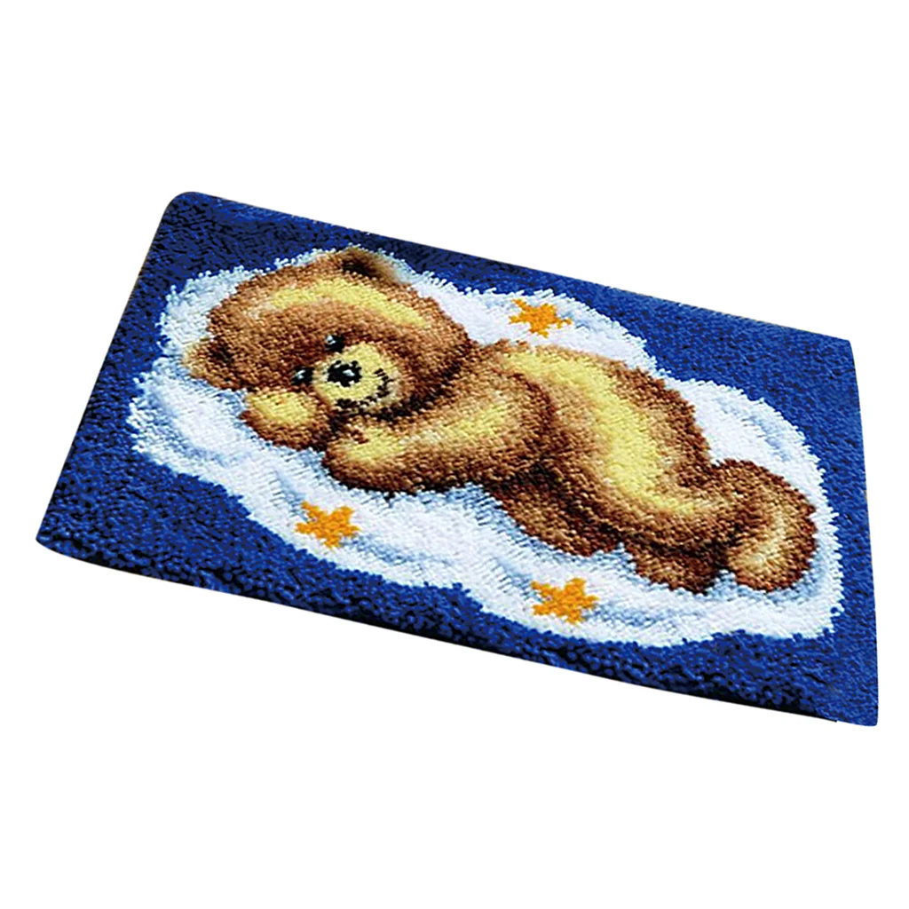 Bear Latch Hook Kit DIY Hand Craft For Pillow Mat Cushion Carpet Rug 50x40cm