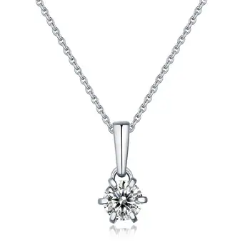 

Veryins Classic Sterling S925 Silver with White Gold Coat Center 1ct Moissanite Pendant Necklace for Women