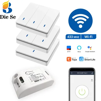 

Wifi Interruptor Smart Led light Switch 433Mhz Wireless Universal Remote Control 220V 10A , Alexa Google Home Wall Switch
