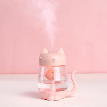 

3 in 1 350ML USB Cat Air Humidifier Ultrasonic Cool-Mist Adorable Mini Humidifier With LED Light Mini USB Fan Home office