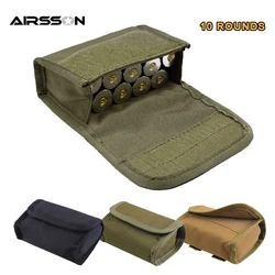 Bolsa de munición táctica de 12GA, bolsa de cintura militar Molle, cartuchos de escopeta de calibre 12/20, 10 unidades