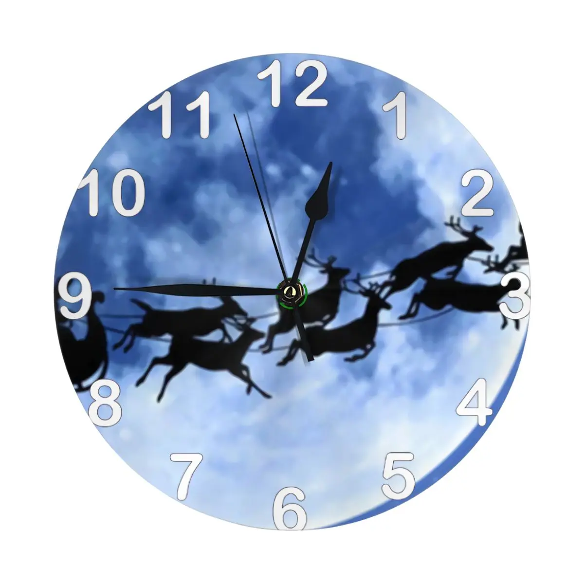 

Santa Send A Gift Round Wall Clock 10 Inch Silent Non Ticking Battery Operated For Living Room Kitchen Bedroom Office