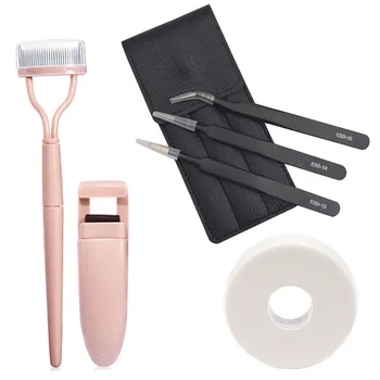

6pcs/set Eyebrow Tweezers Eyelash Curler Comb Eyelash Extension Tape Cosmetic Tool Kit Beauty Women Makeup Tools
