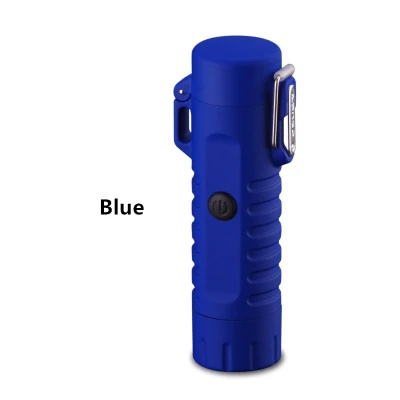 Светодиодный фонарик USB зарядка Зажигалка двойная дуга электрическая Зажигалка Ветрозащитная USB металлическая зажигалка для кемпинга туризма - Цвет: Blue