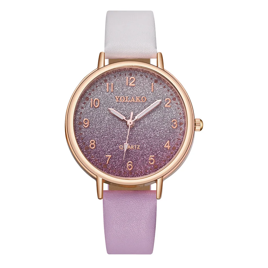 Reloj mujer женские часы модные montre femme простой градиентный циферблат с бриллиантовым ремешком женские кварцевые часы bayan kol saati - Цвет: Розовый