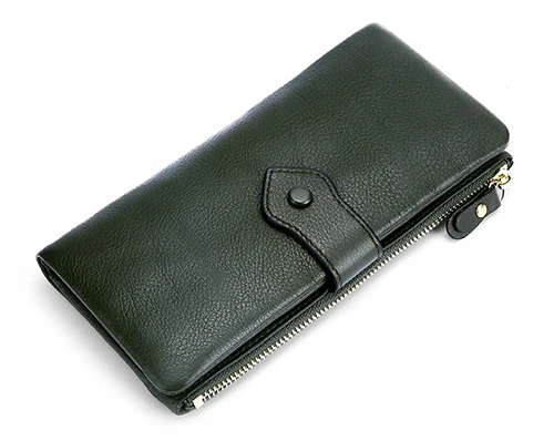 Green COMFORSKIN натуральная кожа женский клатч держатель для карт длинный стильный многофункциональный кошелек Новые поступления Большой вместительный кошелек - Цвет: Green