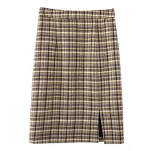 Толстая клетчатая Рабочая деловая юбка, Женская в виде решетки в стиле ретро, Узорчатая набедренная Юбка До Колена, Офисная облегающая юбка-карандаш, Saias