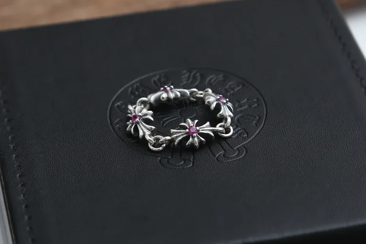 S925 sterling silver ring personality fashion classic jewelry punk style cross zircon retro opening lovers model new gift