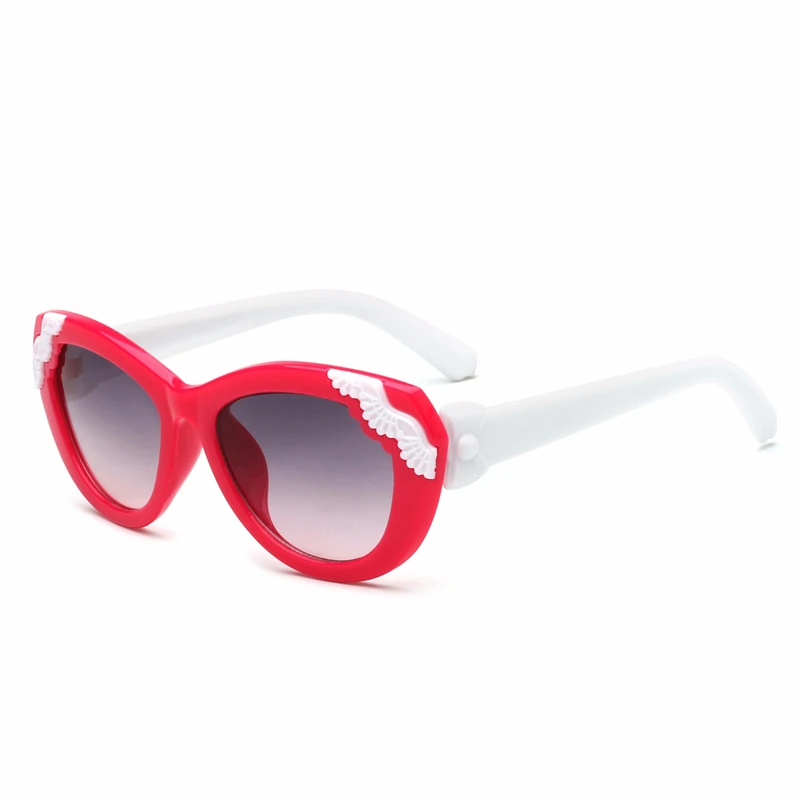 Rose Red new Korean children's sunglasses cartoon cute sunglasses wings baby decoration anti-UV ball sunglasses - Lenses Color: Rose Red