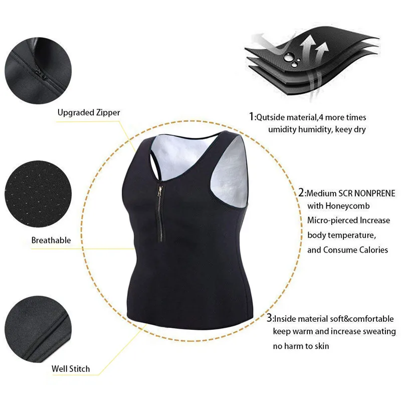 SEXYWG спортивный Топ жилет для бега Мужская Йога гимнастическая майка PU Серебряный неопреновый корсаж с эффектом сауны тренажер тонкий формирователь тела согревающий термокуртка