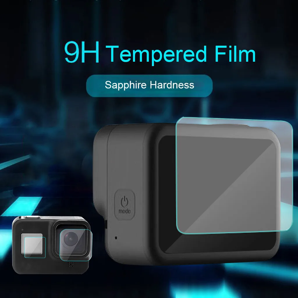 Объектив камеры Flim Для GoPro 8 черная камера 1 шт. прозрачная ПЭТ пленка двойной экран+ 2 шт. Защитная пленка для объектива Передняя Задняя крышка набор 19 октября
