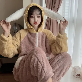 

Clothes Comfortable Bathrobes to Keep Warm Sexy Nightwear Winter Sleepwear Women Korean Version Thick Cute Pajamas Home