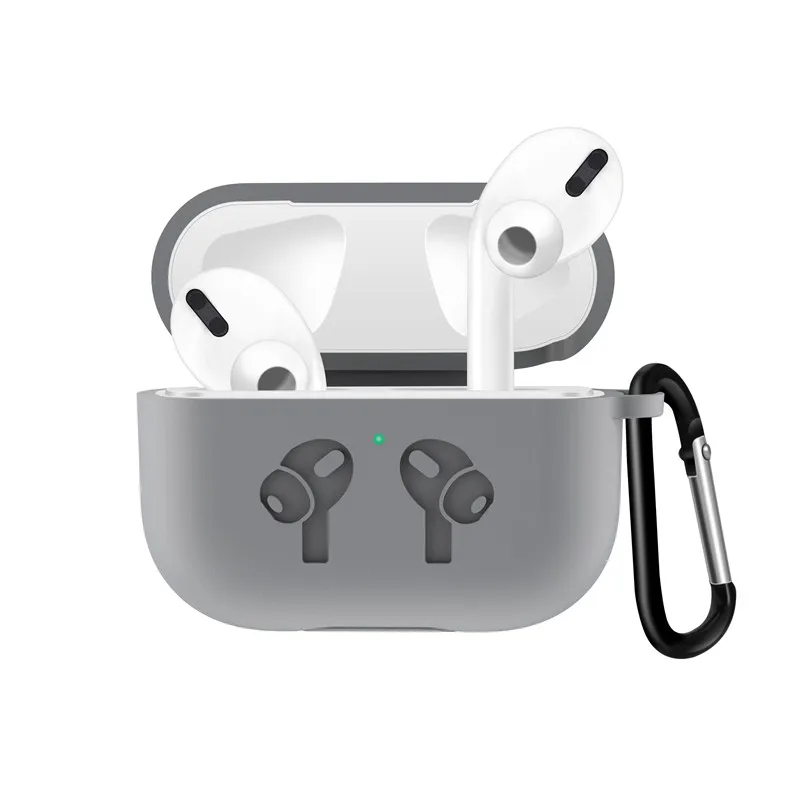 Мягкий силиконовый чехол для AirPods 3 BuckleShockproof чехол для Airpods Pro зарядный чехол светодиодный защитный чехол Аксессуары для наушников - Цвет: Серый