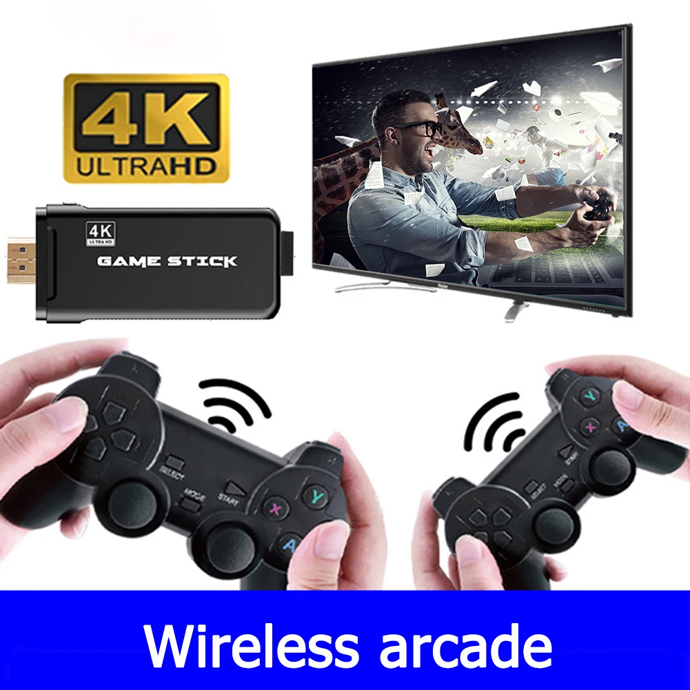 Ретро Мини 4K ТВ Видео игровая консоль два игрока беспроводной контроллер