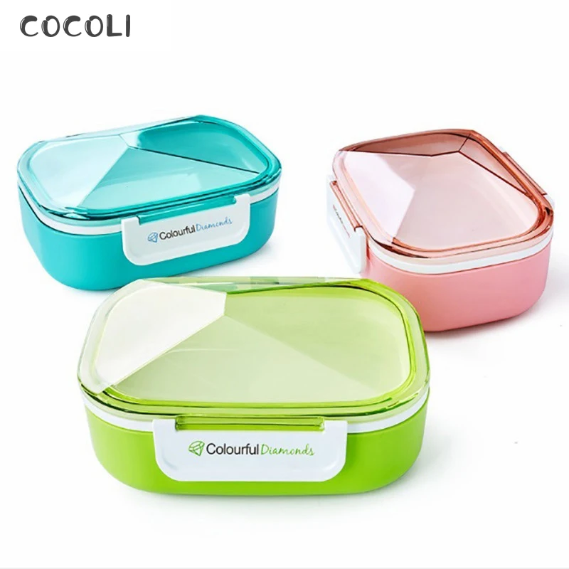 Ланч-бокс с алмазной термоизоляцией Comida Snack Bento Microwavable, Кухонный Контейнер для хранения продуктов питания, портативная еда, независимая решетка