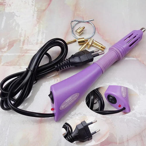 EU purple Быстрый нагрев ЕС BS plug выбор горячей фиксации Стразы аппликатор 7 наконечников Утюг-на термофиксации инструмент пистолет для одежды свадебное платье - Цвет: EU purple