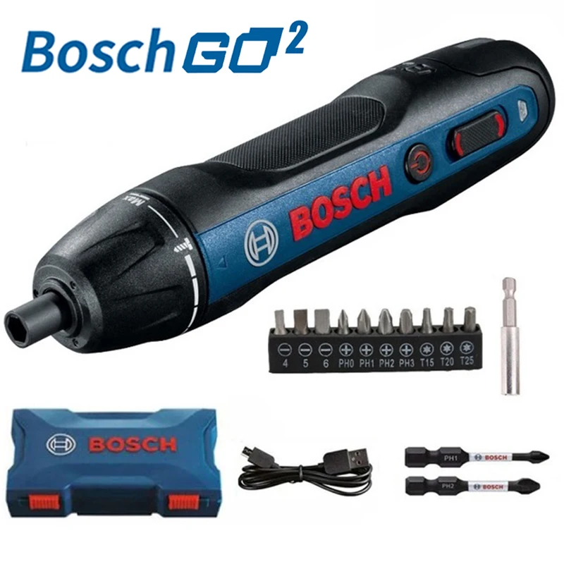 BOSCH GO2 Mini Electrical Screwdriver 3.6V lithiumion Battery Rechargeable Cordless with Drill Bits Kits Set home use Power Tool