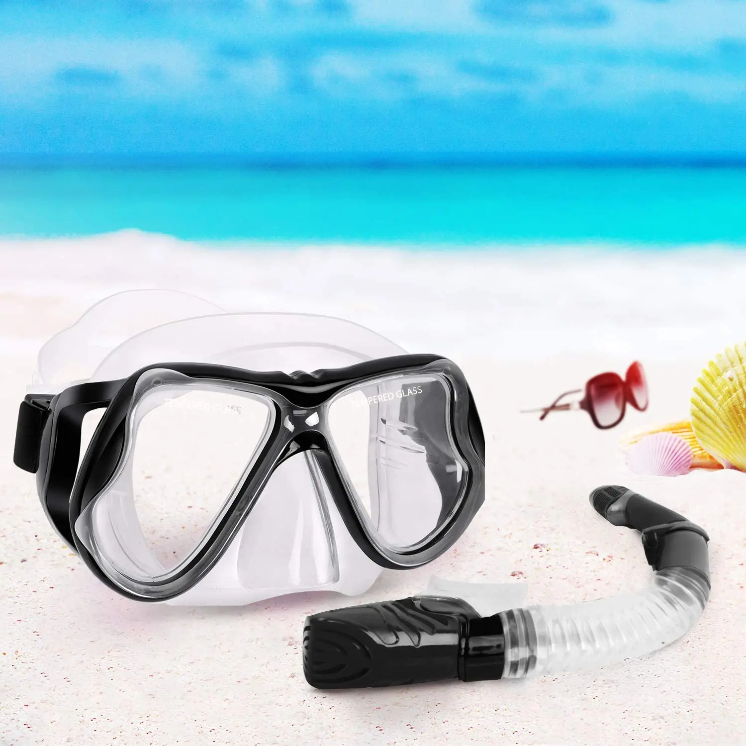 Snorkel Mask Dry Snorke Set Antifog Antipermeation Diving Goggles
