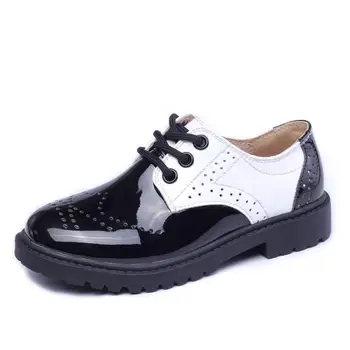 

Children Genuine Leather Wedding Dress Shoes For Girls Boys Kids Black School Performance Formal Flat Loafer Moccasins Shoes New
